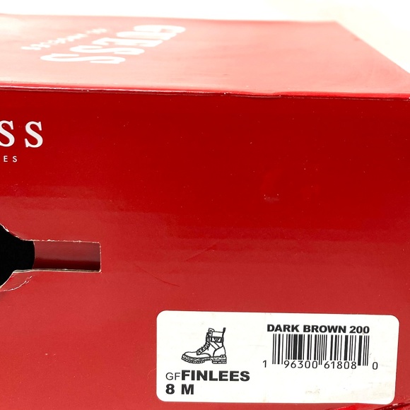 GUESS Flat Combat Booties Dark Brown Faux Leather Women's Size Heel GFFINLEES - Picture 8 of 8